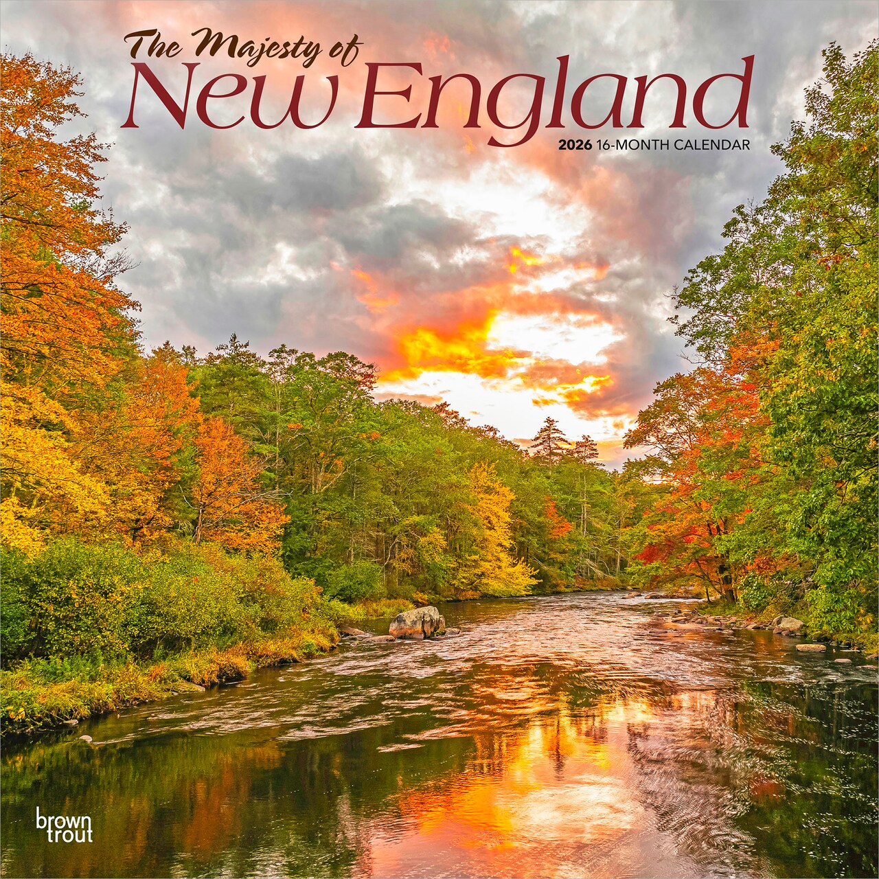 The Majesty of New England | 2026 12 x 24 Inch (Hanging) Monthly Square Wall Calendar | Plastic-Free